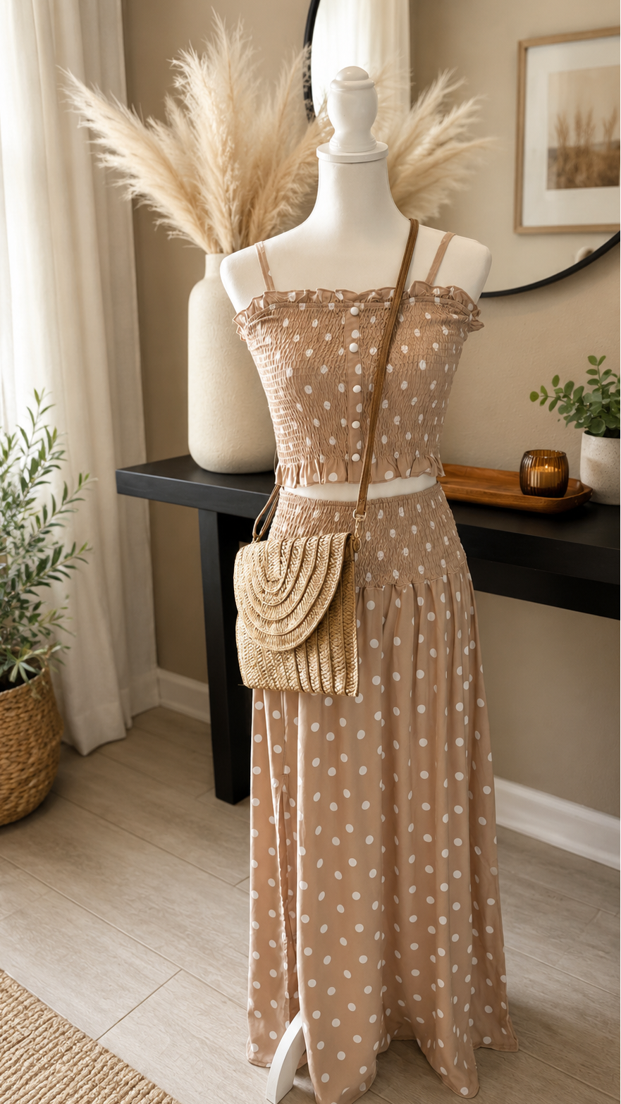 Polka Dots Top and Skirt Set