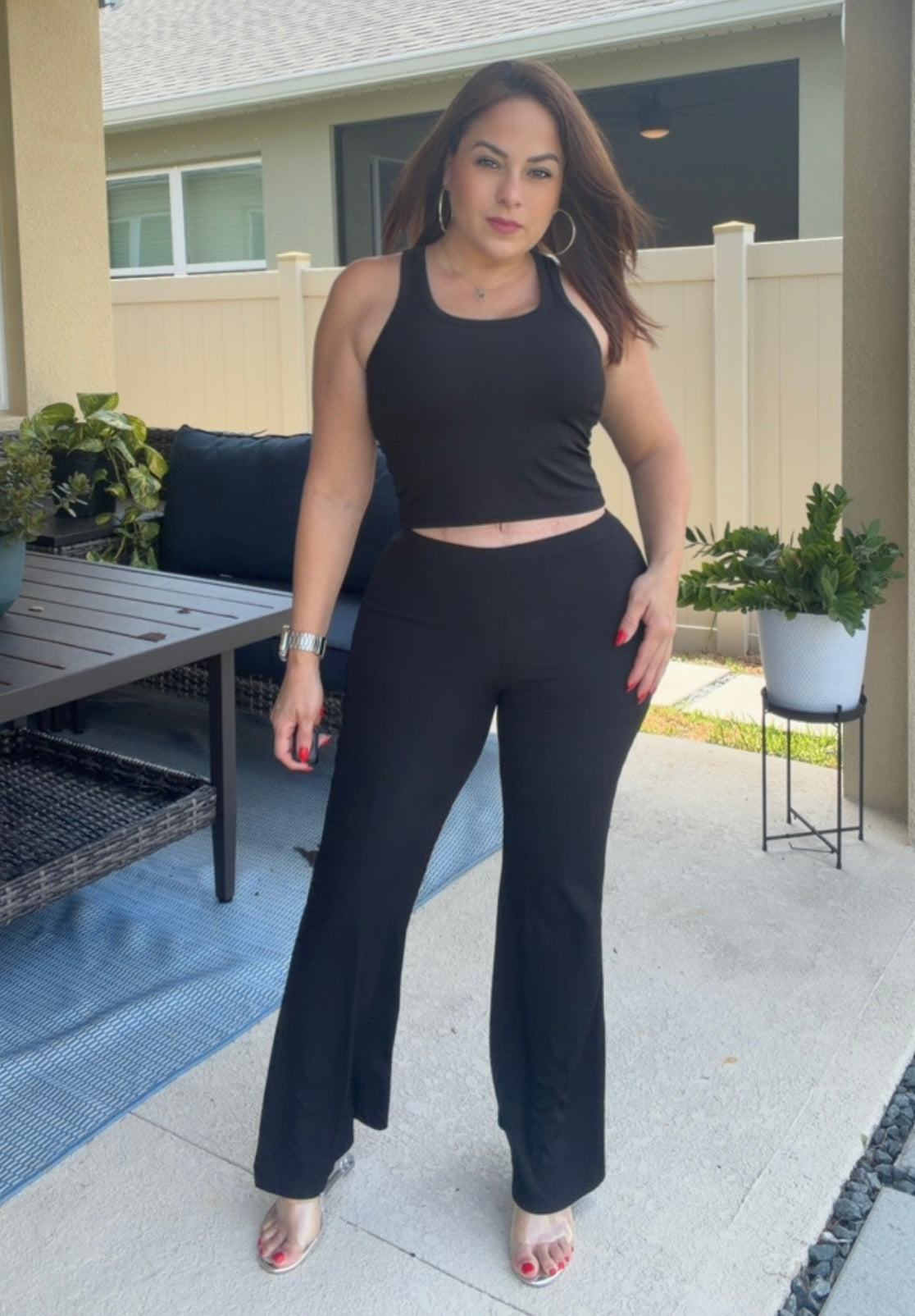 Sleeveless Crop Top & Flared Pant Set